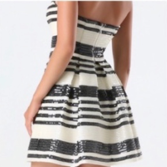 Bebe Black White Strapless Mini Sequin Dress 6 - Picture 4 of 7